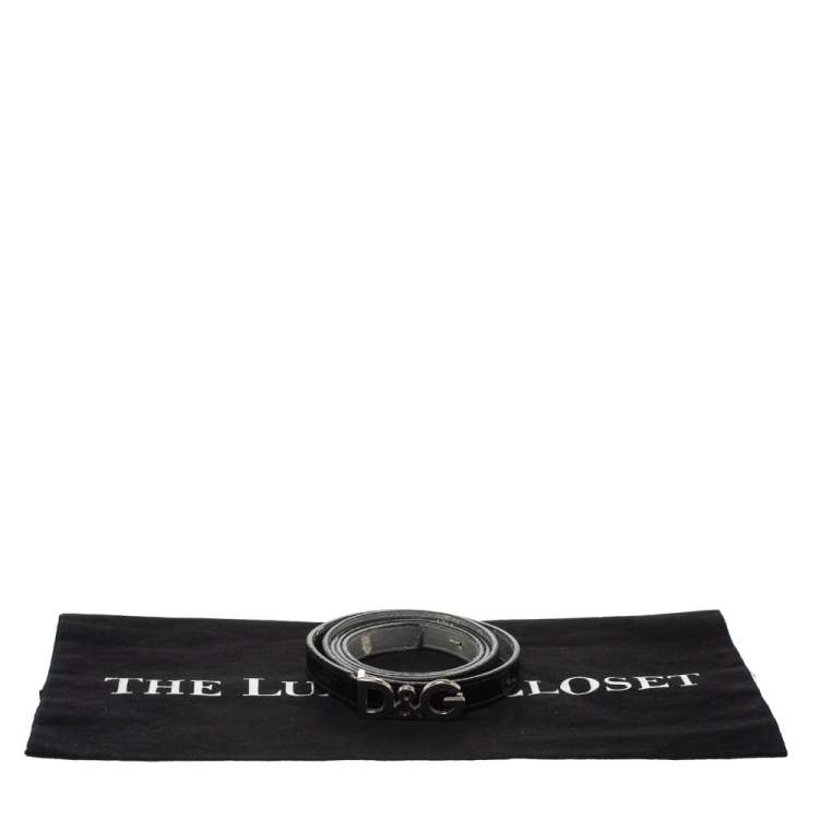 Pre Owned Dolce & Gabbana Black Patent Leather Belt 95CM