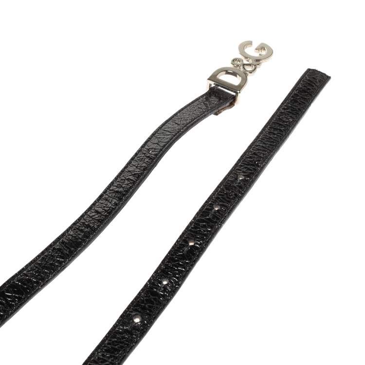 Pre Owned Dolce & Gabbana Black Patent Leather Belt 95CM