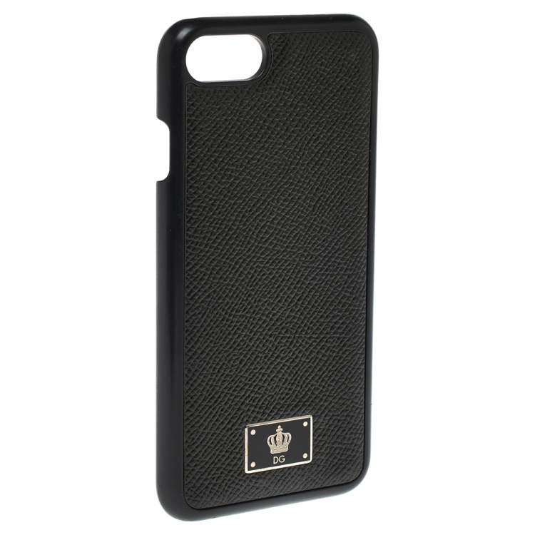 Pre Owned Dolce & Gabbana Black Leather iPhone 7 Cover