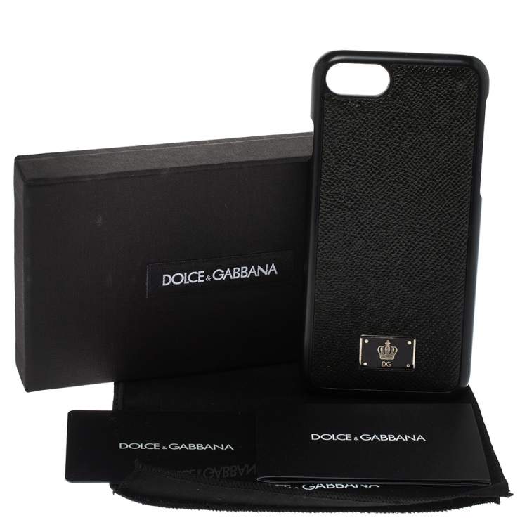 Pre Owned Dolce & Gabbana Black Leather iPhone 7 Cover