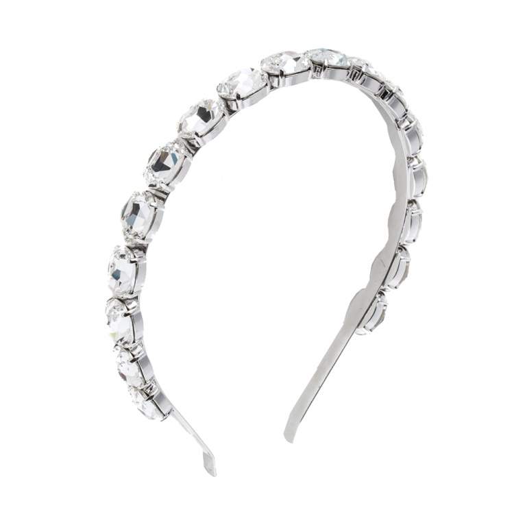 Pre Owned Dolce & Gabbana Crystal Embellished Silver Tone Headband