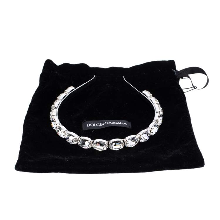 Pre Owned Dolce & Gabbana Crystal Embellished Silver Tone Headband