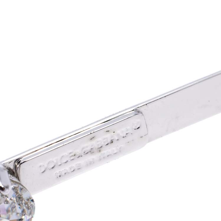 Pre Owned Dolce & Gabbana Crystal Embellished Silver Tone Headband