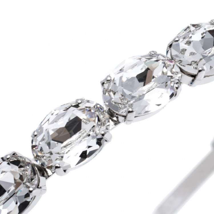 Pre Owned Dolce & Gabbana Crystal Embellished Silver Tone Headband