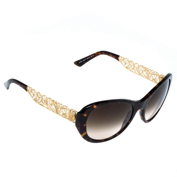 مملوكة مسبقًا Dolce & Gabbana Havana/Brown Gradient DG 4213 Filigree Cat Eye Sunglasses
