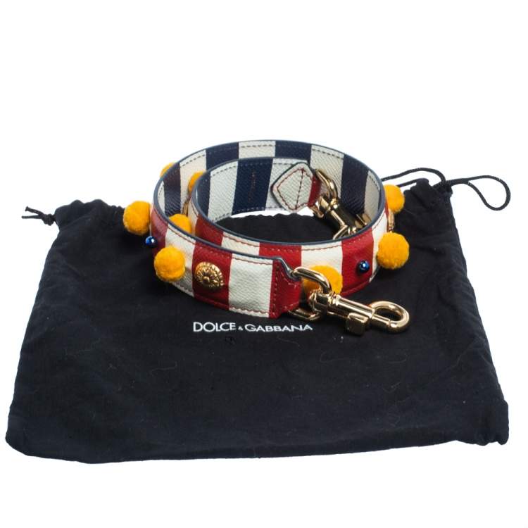 Pre Owned Dolce and Gabbana Multicolor Stripe Leather Embellished Bag Strap