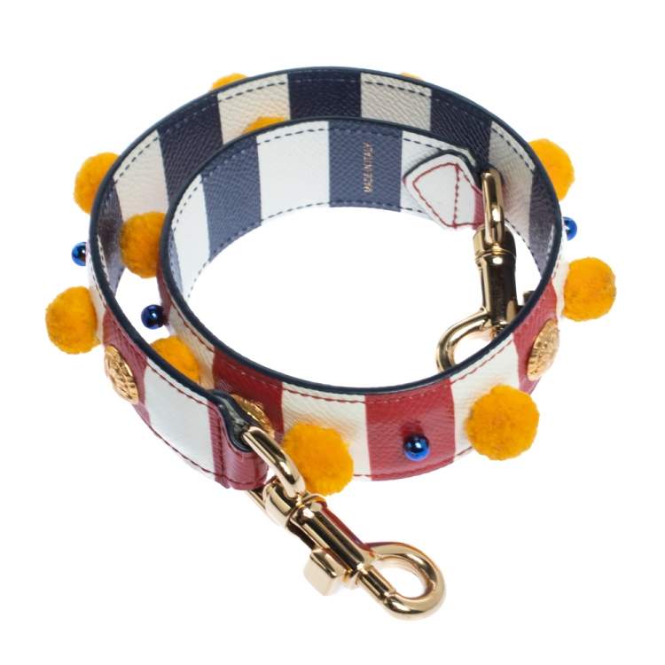 Pre Owned Dolce and Gabbana Multicolor Stripe Leather Embellished Bag Strap
