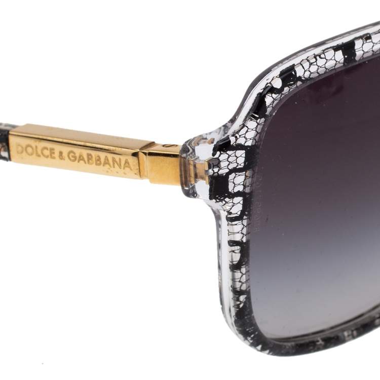 Pre Owned Dolce & Gabbana Lace Inlay/ Smoke Gradient DG 4172 Square Sunglasses
