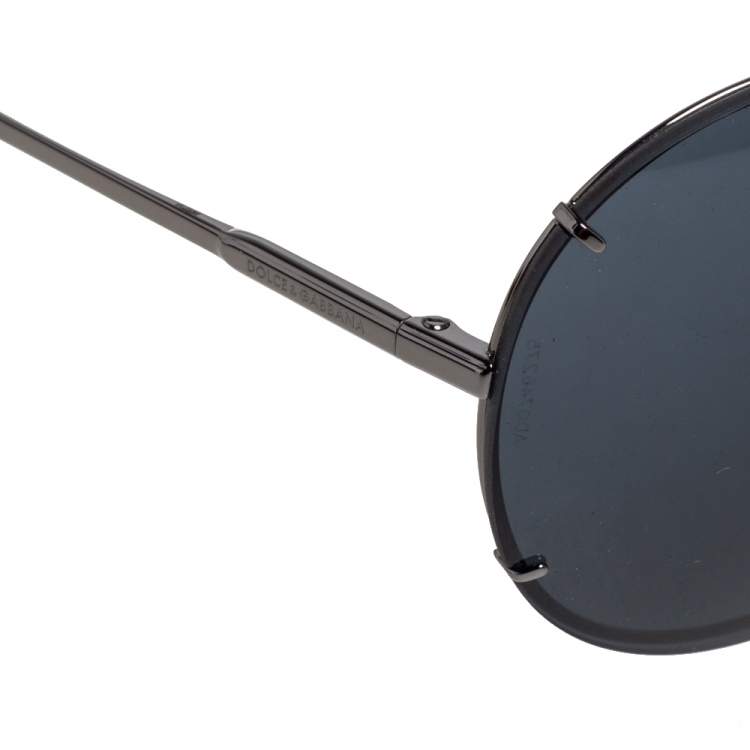 Pre Owned Dolce & Gabbana Gunmetal Tone/ Grey DG2075 Iconic Evolution Aviator Sunglasses