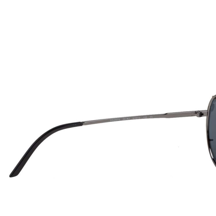 Pre Owned Dolce & Gabbana Gunmetal Tone/ Grey DG2075 Iconic Evolution Aviator Sunglasses