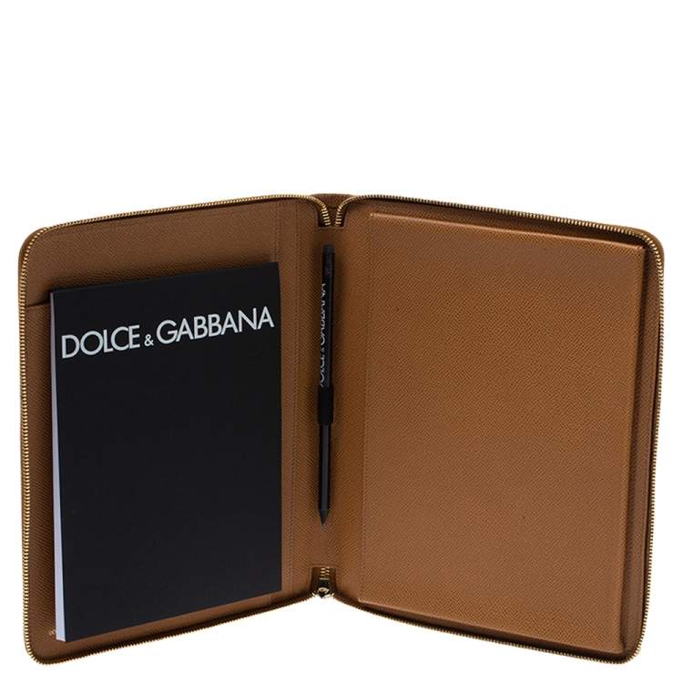 Pre Owned Dolce & Gabbana Tan Leather Agenda Organizer