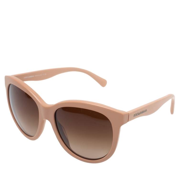 Pre Owned Dolce & Gabbana Salmon Pink/ Brown Gradient DG4149 Oversized Sunglasses