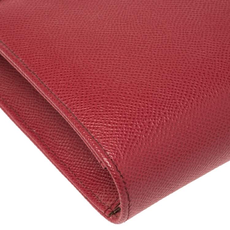 Pre Owned Dolce & Gabbana Red Grained Leather Zip iPad Case