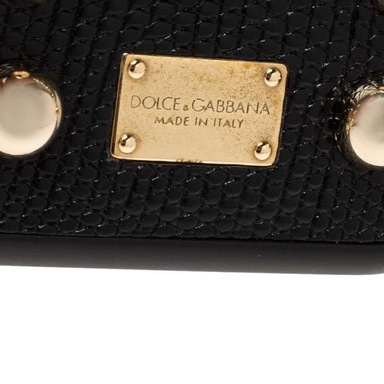 مملوكة مسبقًا Dolce & Gabbana Black Lizard Embossed Leather Studded iPhone 7 Cover