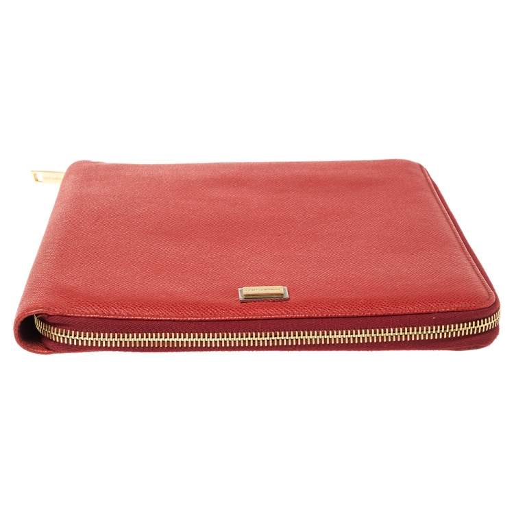 Pre Owned Dolce & Gabbana Red Leather Agenda Organizer