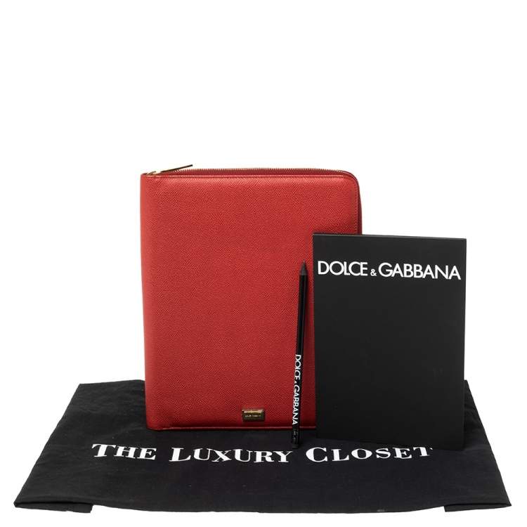 Pre Owned Dolce & Gabbana Red Leather Agenda Organizer