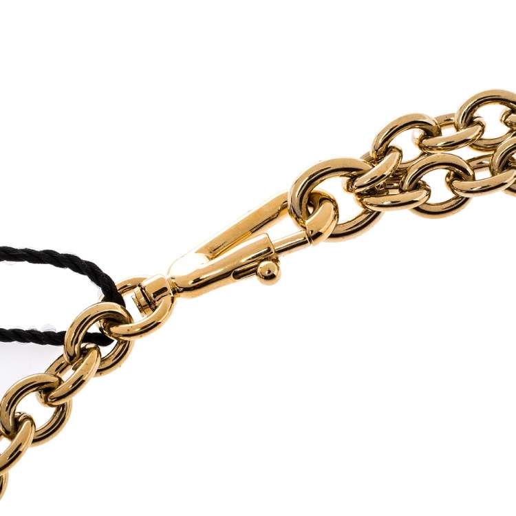 Pre Owned Dolce & Gabbana Red Leather Resin Crystal Gold Tone Chain Belt L