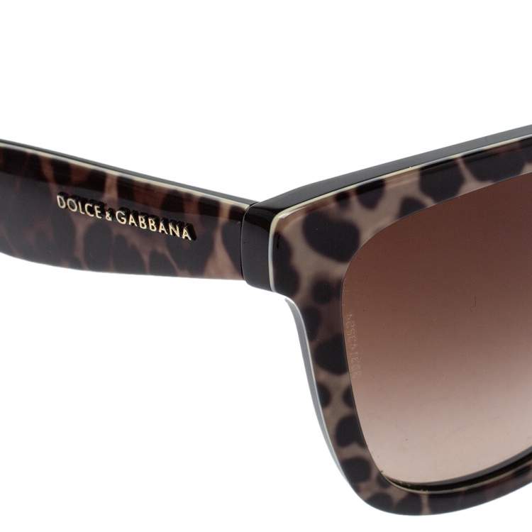 Pre Owned Dolce & Gabbana Black/Brown DG4190 Gradient Leopard Print Cat Eye Sunglasses