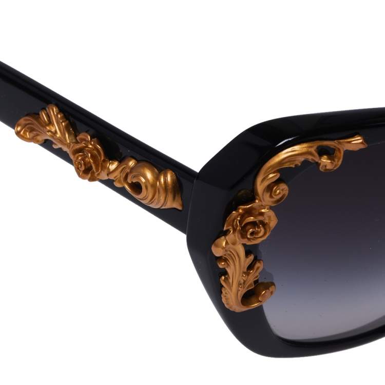 Pre Owned Dolce & Gabbana Black Gradient Sicilian Baroque Sunglasses