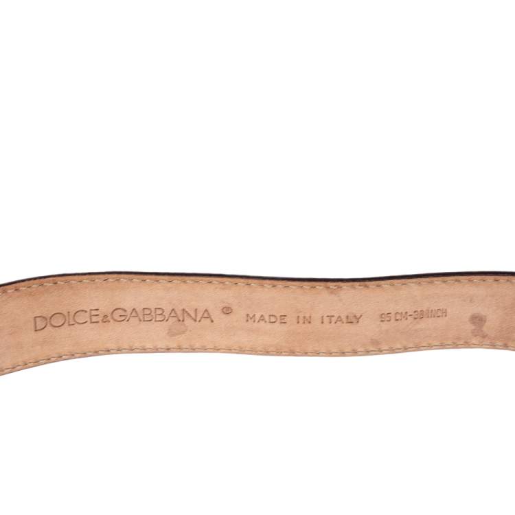 Pre Owned Dolce & Gabbana Metallic Gold Textured Leather Belt Size 95CM