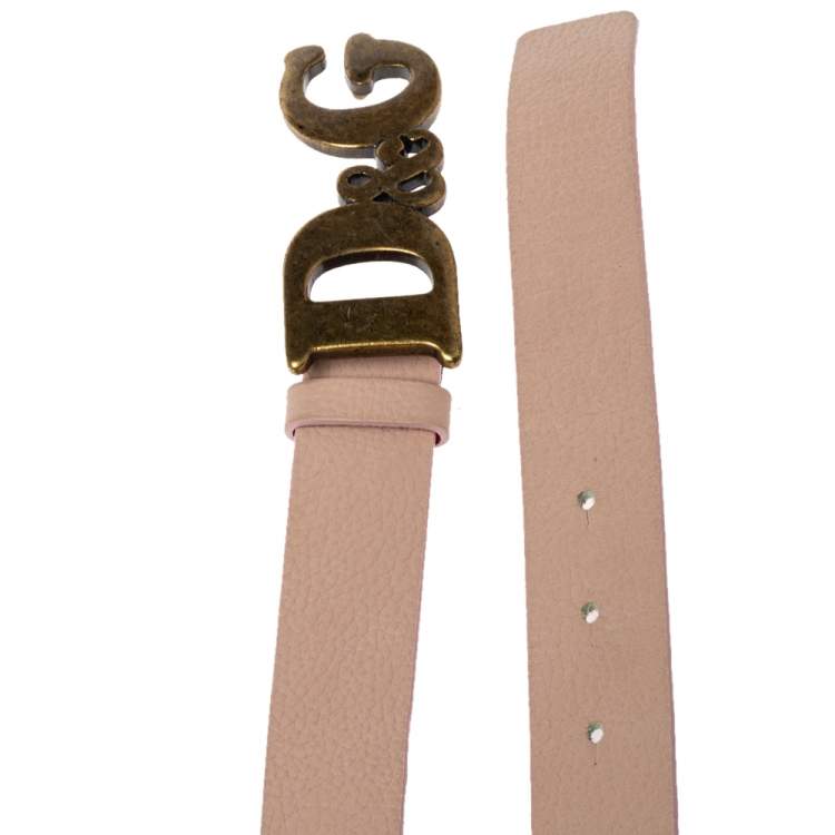 Pre Owned Dolce & Gabbana Pink Leather D&G Logo Belt 90CM