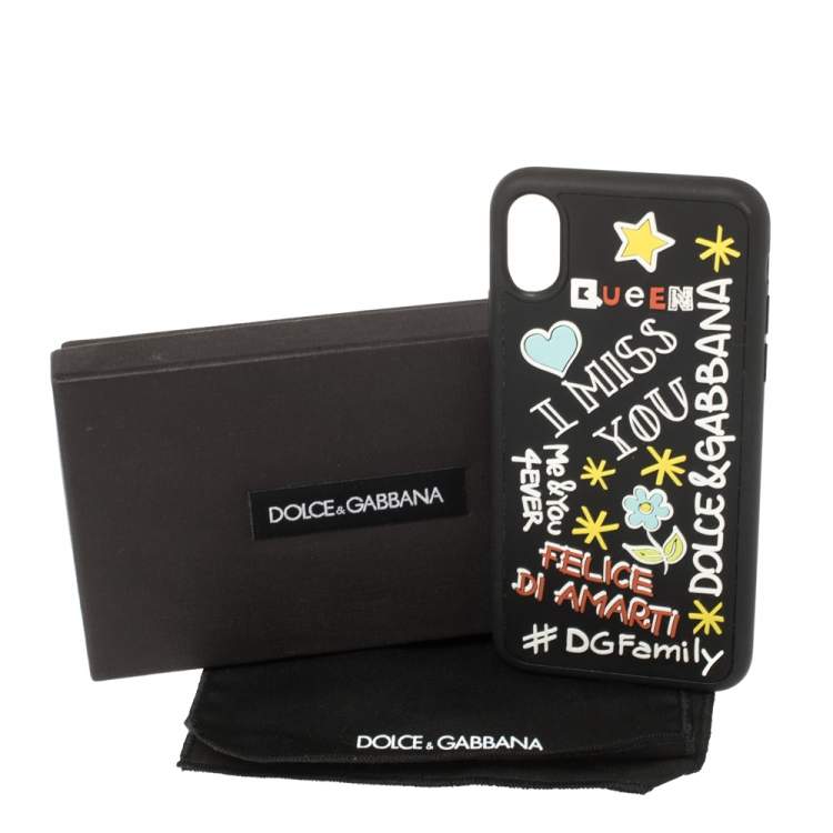 Pre Owned Dolce & Gabbana Black Rubber Abstract Appliques iPhone X Case