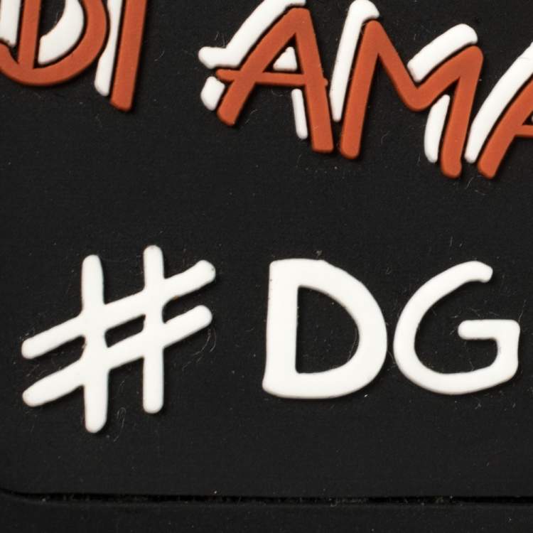 Pre Owned Dolce & Gabbana Black Rubber Abstract Appliques iPhone X Case