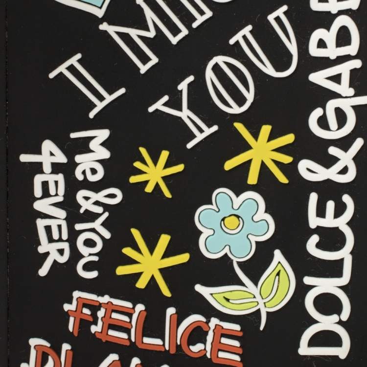 Pre Owned Dolce & Gabbana Black Rubber Abstract Appliques iPhone X Case