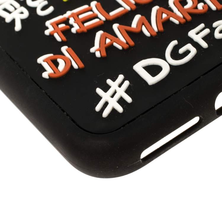 Pre Owned Dolce & Gabbana Black Rubber Abstract Appliques iPhone X Case