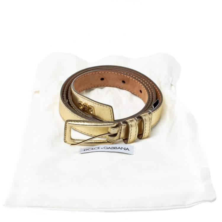 Pre Owned Dolce & Gabbana Gold Leather Belt 100CM