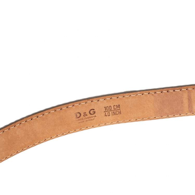 Pre Owned Dolce & Gabbana Gold Leather Belt 100CM