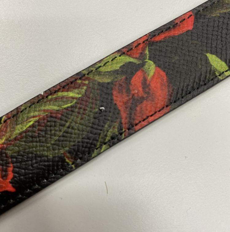 Pre Owned Dolce & Gabbana Floral Logo Belt Size 85 CM