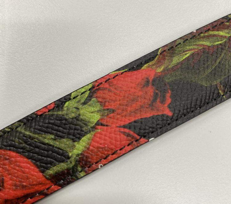 Pre Owned Dolce & Gabbana Floral Logo Belt Size 85 CM