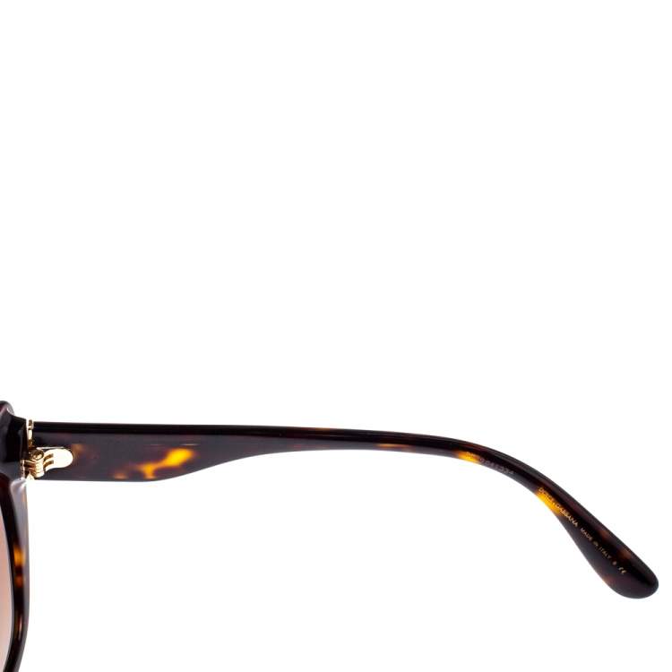 Pre Owned Dolce & Gabbana Dark Havana/ Brown Gradient DG 4370-F Cat Eye Sunglasses