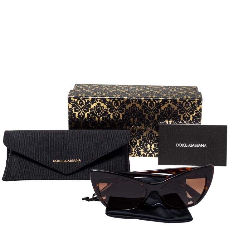 Pre Owned Dolce & Gabbana Dark Havana/ Brown Gradient DG 4370-F Cat Eye Sunglasses