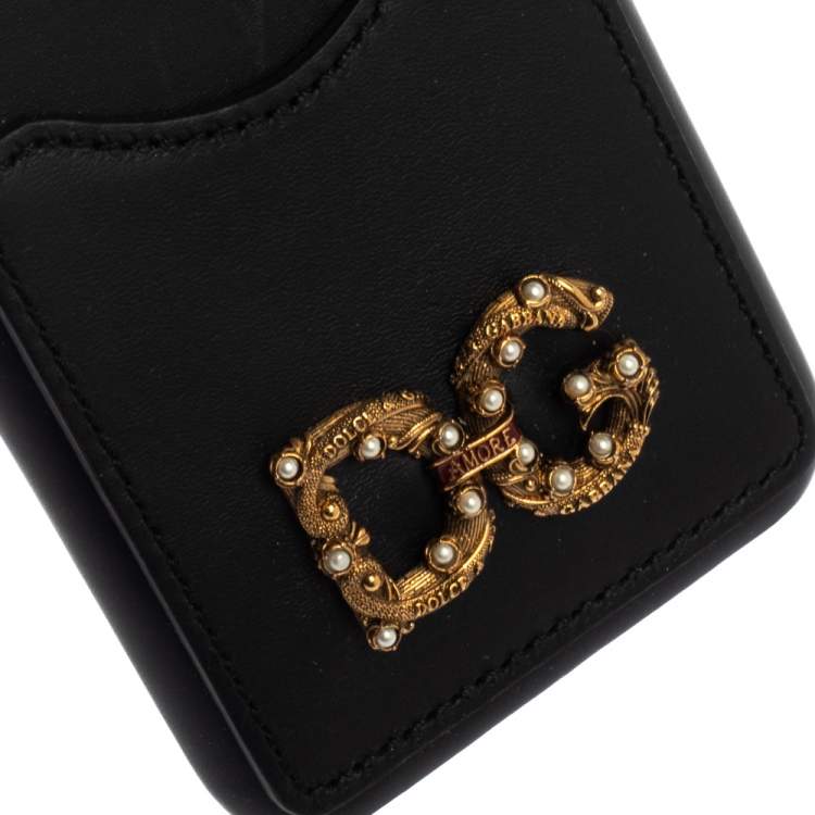 Pre Owned Dolce & Gabbana Black Leather DG DG Amore iPhone X Cover