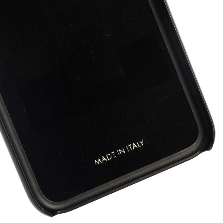 Pre Owned Dolce & Gabbana Pink/Black Leather Crystal Embellished Logo iPhone X Cover