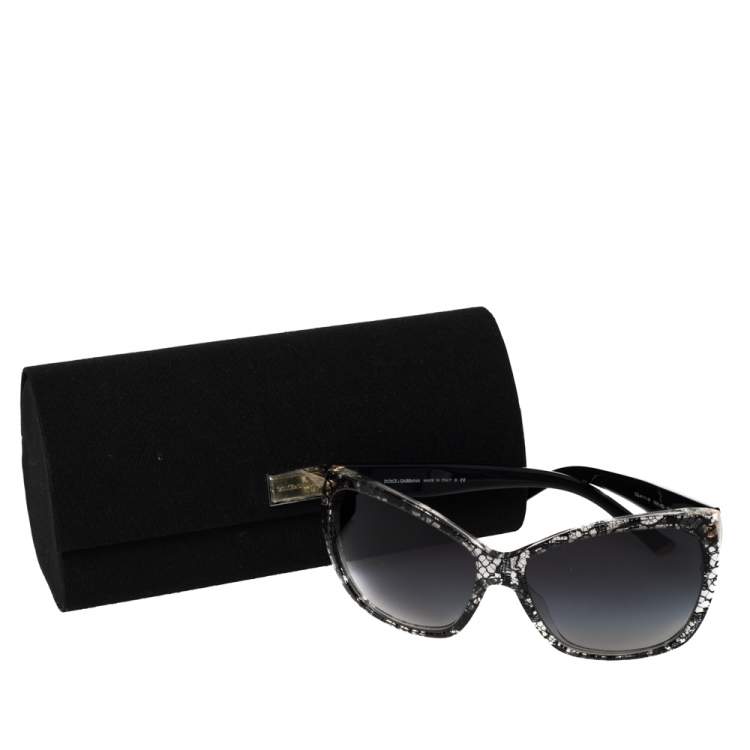 Pre Owned Dolce & Gabbana Black Lace / Grey Gradient DG 4111 Cateye Sunglasses