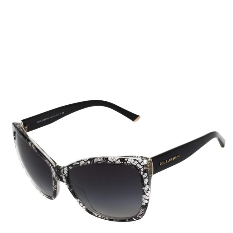 Pre Owned Dolce & Gabbana Black Lace / Grey Gradient DG 4111 Cateye Sunglasses