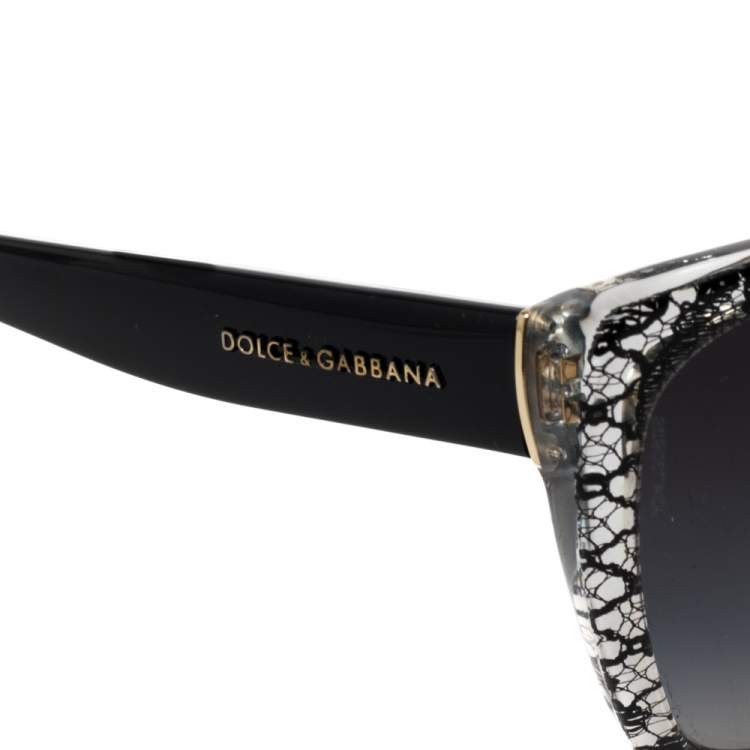 Pre Owned Dolce & Gabbana Black Lace / Grey Gradient DG 4111 Cateye Sunglasses
