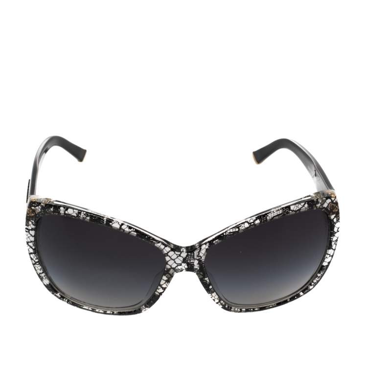 Pre Owned Dolce & Gabbana Black Lace / Grey Gradient DG 4111 Cateye Sunglasses
