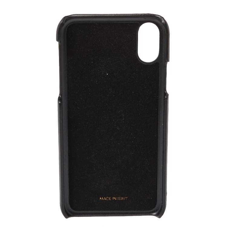 Pre Owned Dolce & Gabbana Black Leather Sacred Heart iPhone X Cover 