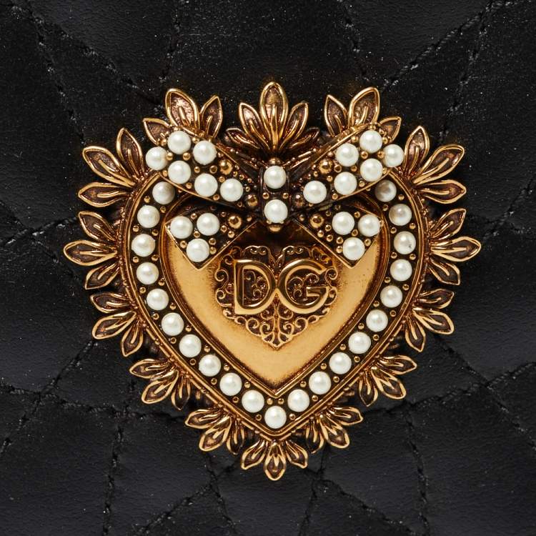 Pre Owned Dolce & Gabbana Black Leather Sacred Heart iPhone X Cover 