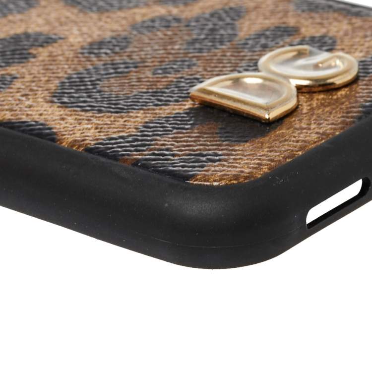 Pre Owned Dolce & Gabbana Brown Leopard Print Dauphine iPhone XR Case 