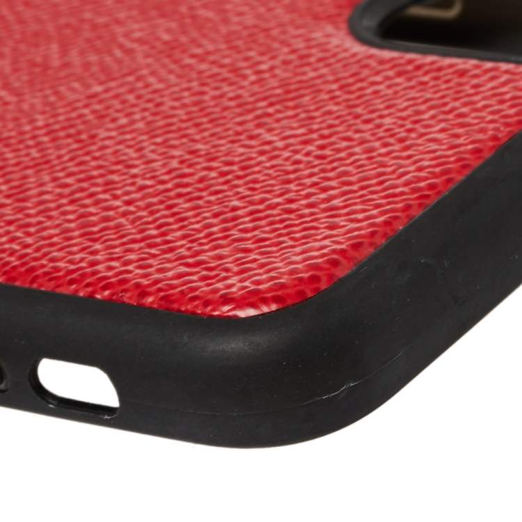 Pre Owned Dolce & Gabbana Red/Black Leather Dauphine iPhone X Case