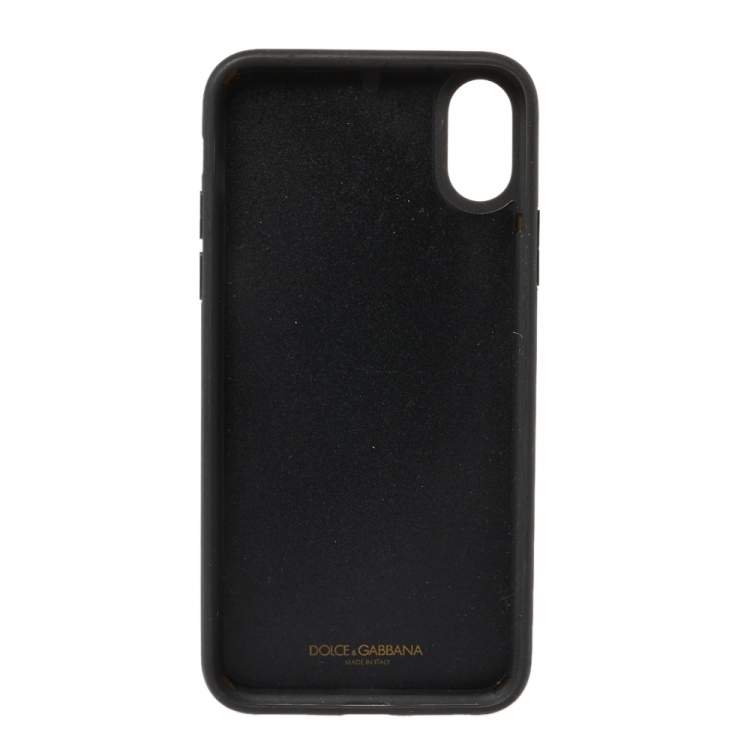 Pre Owned Dolce & Gabbana Red/Black Leather Dauphine iPhone X Case