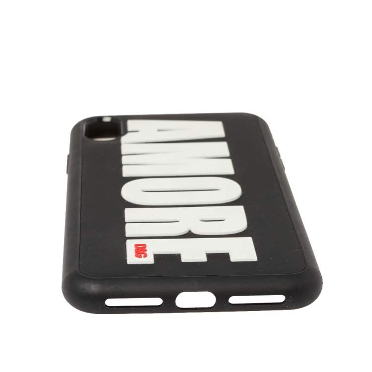 Pre Owned Dolce & Gabbana Black Amore Embossed PVC iPhone XS Max Case