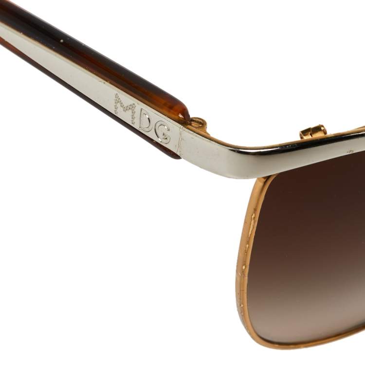 Pre Owned Dolce & Gabbana x Madonna Two Tone/ Brown Gradient DG 2087 Aviator Sunglasses