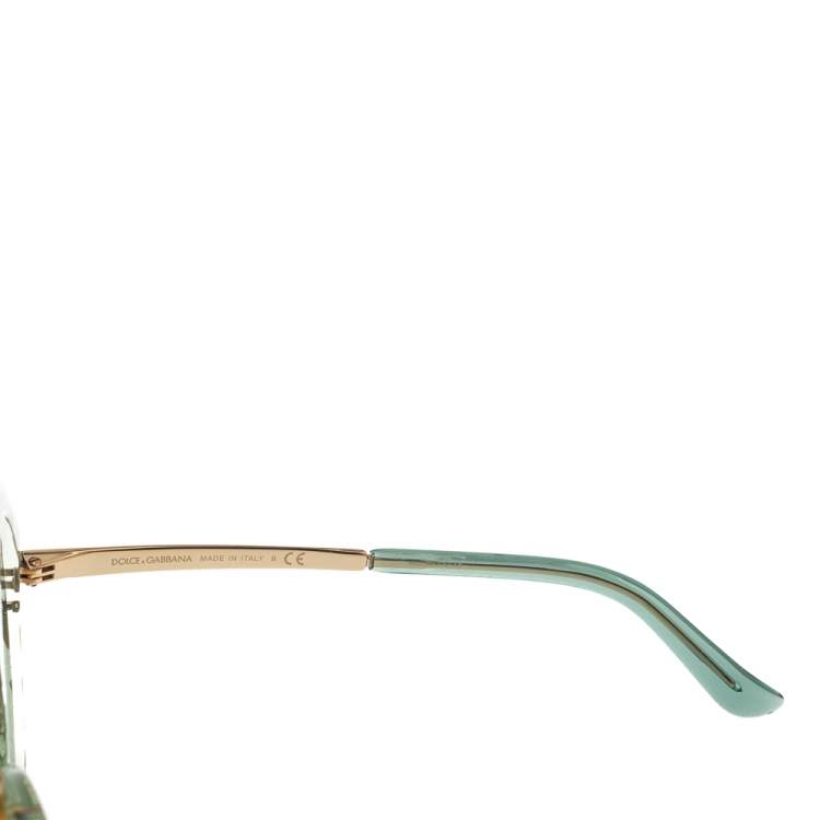 Pre Owned Dolce & Gabbana Crystal Embellished Sunflower/ Green Gradient DG 4369 B-H Round Sunglasses