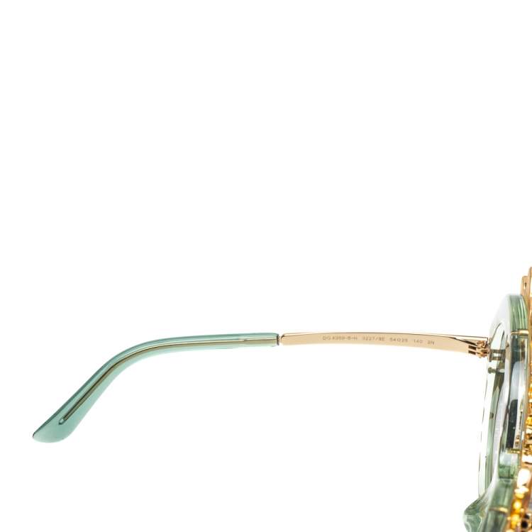 Pre Owned Dolce & Gabbana Crystal Embellished Sunflower/ Green Gradient DG 4369 B-H Round Sunglasses